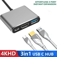 type c hub adapter to hdmiusbusb c 3 in 1 4k audio converter computer docking station switch adapter for macbook pc laptop tv