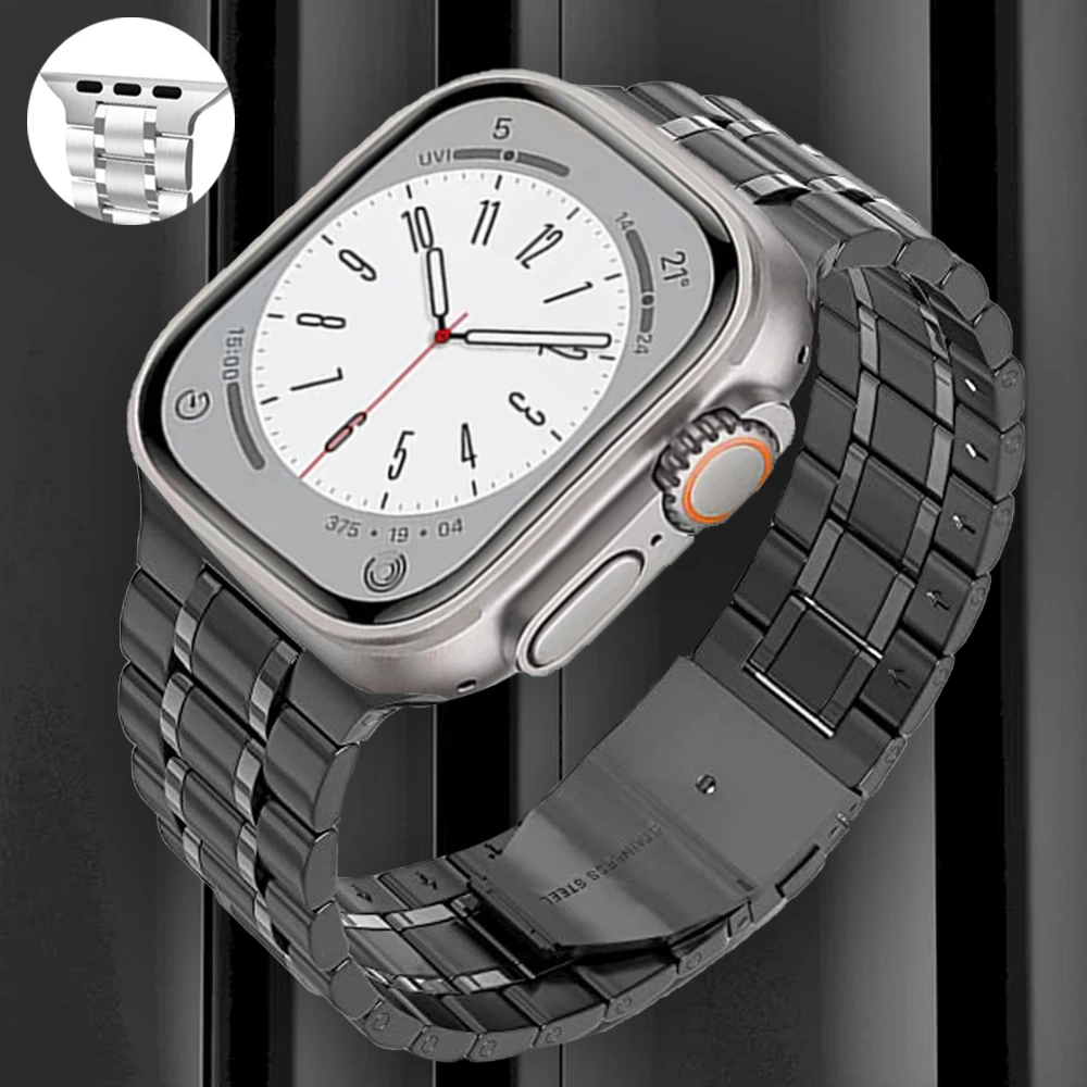 

Браслет из нержавеющей стали для Apple Watch Ultra, роскошный металлический ремешок для iWatch Series 8 7 6 SE 5 4 3, 49 мм 45 мм 41 мм 38 42 44 мм 40