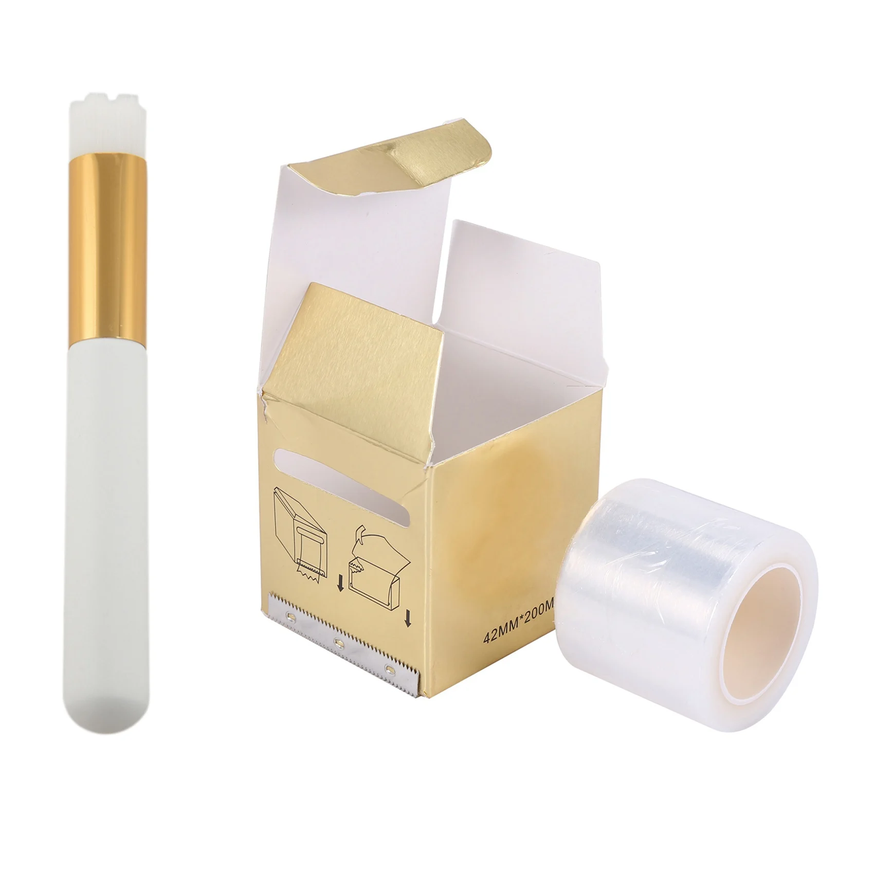 

1X Полуперманентная Защитная пленка для татуировок и вышивки, прозрачная Маскировочная пленка и 7 шт. щеток для чистки ресниц, щетка для чист...