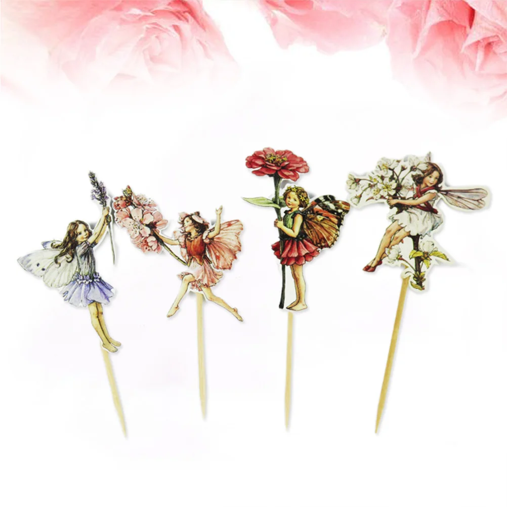 

Fairy Decorations Cake Party Cupcake Toppers Supplies Topper Birthday Picksdecoration Knot Flower Teapotgirls Bow Fairies