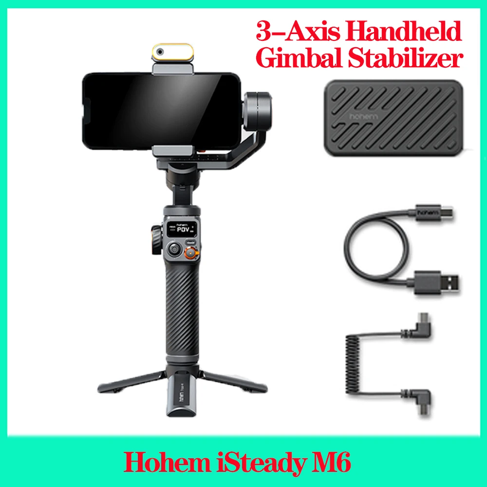 

Hohem iSteady M6 3-Axis Handheld Gimbal Stabilizer Selfie Tripod Phone Tablet Holder with AI Magnetic Fill Light Full Color