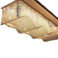 rectangular wave crystal chandelier hotel lobby villa club lobby restaurant project ceiling lighting customizedcd