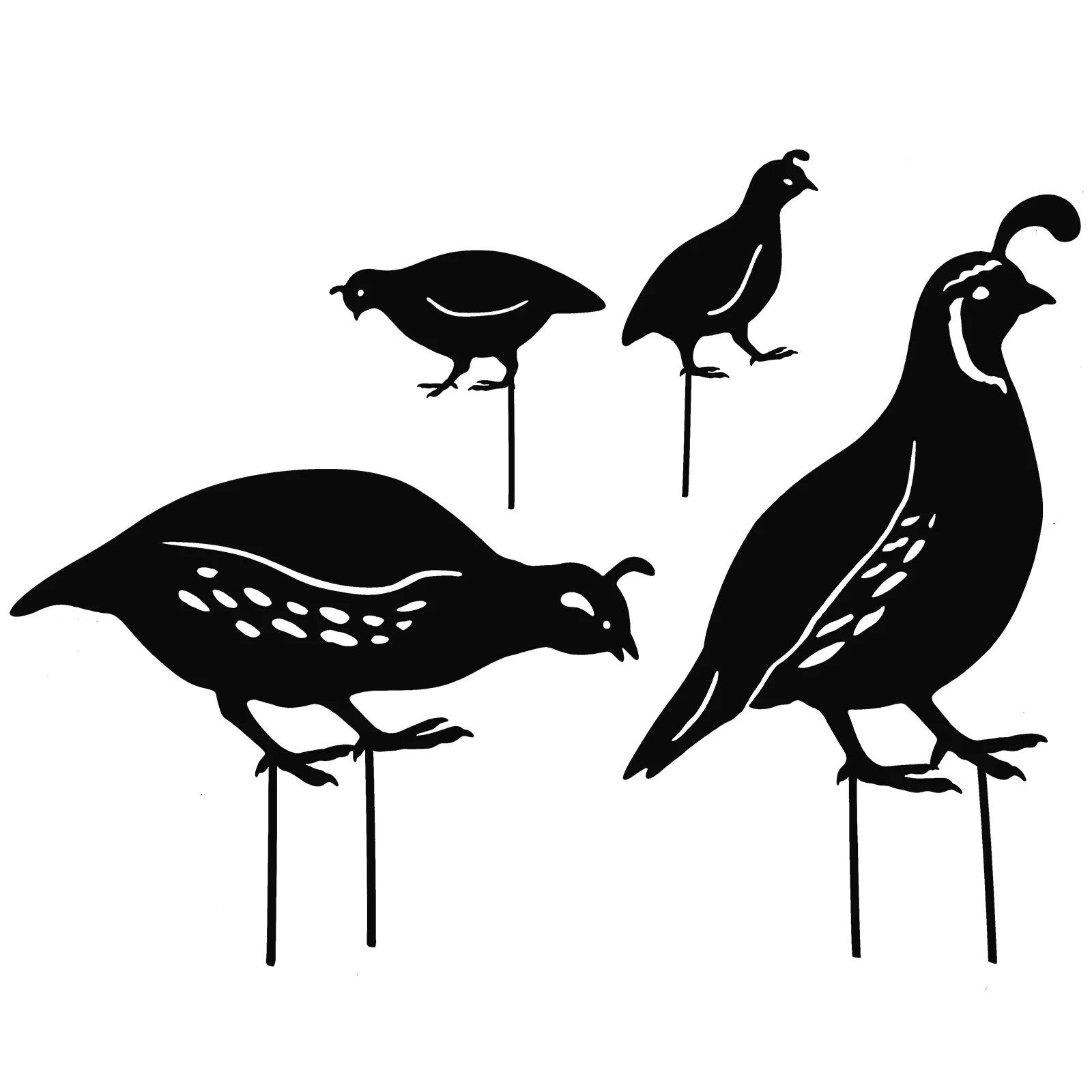 

4 Pcs Quail Wrought Iron Ornaments Metal Outdoor Lawn Sculpture Garden Decoration Birds Adornment Kit