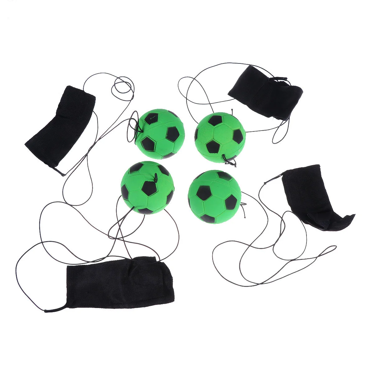 

4pcs Bouncy Balls Green Football Shape Leisure Rubber Fitness Hand Kids Balls Jumping Balls