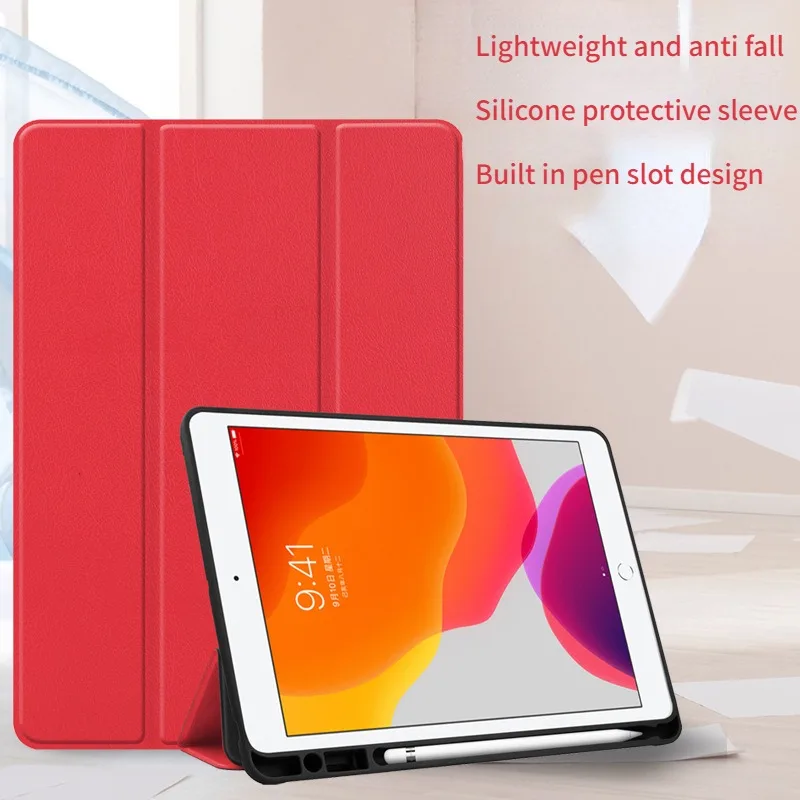 

For IPad10.2 Protective Case Air3/4 with Pen Slot Holster Mini5/6 Soft Case Pro11 Tablet Antidrop TPU Luxury Shell Cover Funda