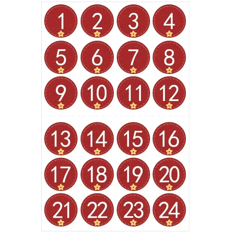 

Рождественские наклейки с номерами 24 штуки