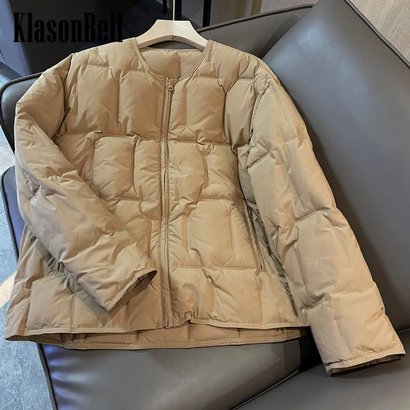 

10,11 KlasonBell Модный повседневный женский короткий пуховик на молнии с круглым вырезом