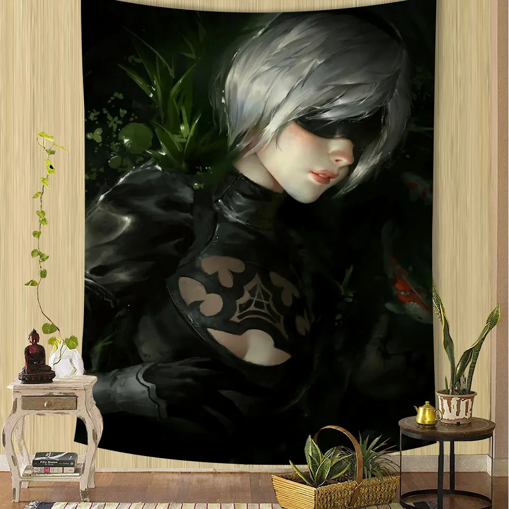 YoRHa 2-gou B-gata Hanging Bohemian Tapestry Wall Tapestries Mandala Cheap Hippie