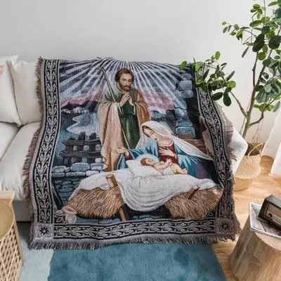 New Year 2023 Prayer Blanket Living Room Bedroom Home Background Decorative Tassel Tapestry Christmas Warm Winter Sofa Throw