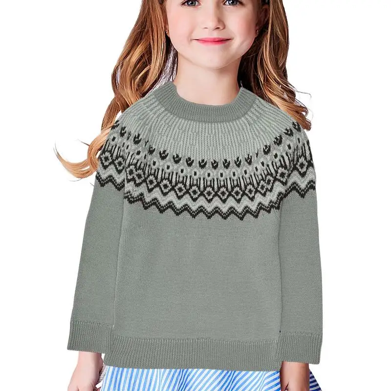 

Kids Winter Sweaters Knitted Warm Wool Sweater With Neckline Cuff Wrapping Thick Wool Sweaters For Boys Girls
