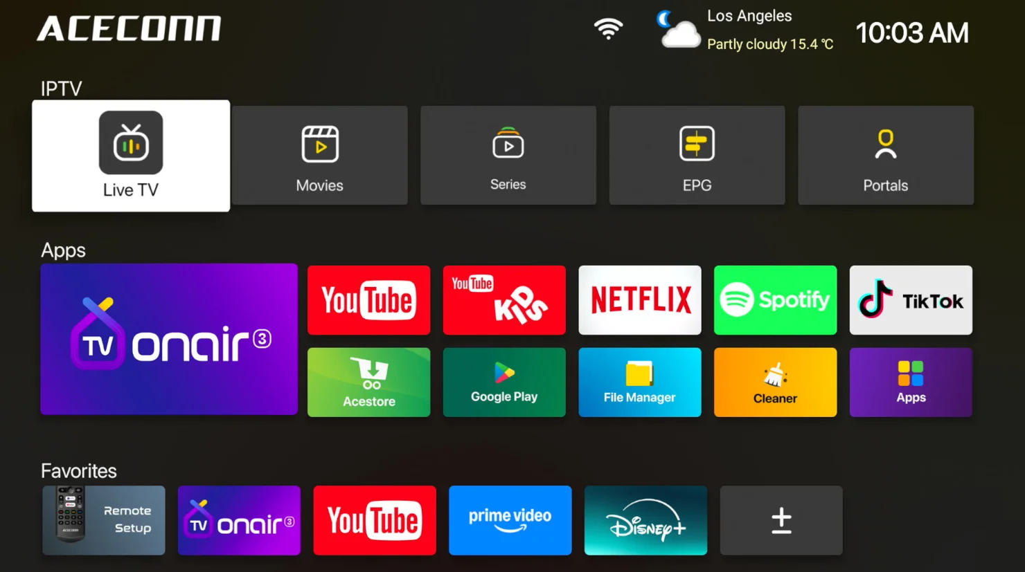Фото ACE14 Pro DUAL OS IPTV онлайн ТВ-бокс, стриминговый бокс, IPTV, 2 ГБ ОЗУ, 32 ГБ памяти, двухдиапазонный Wi-Fi, LAN-порт, Bluetooth, автоматическое обучение горячим клавишам, подсветка пульта. №5
