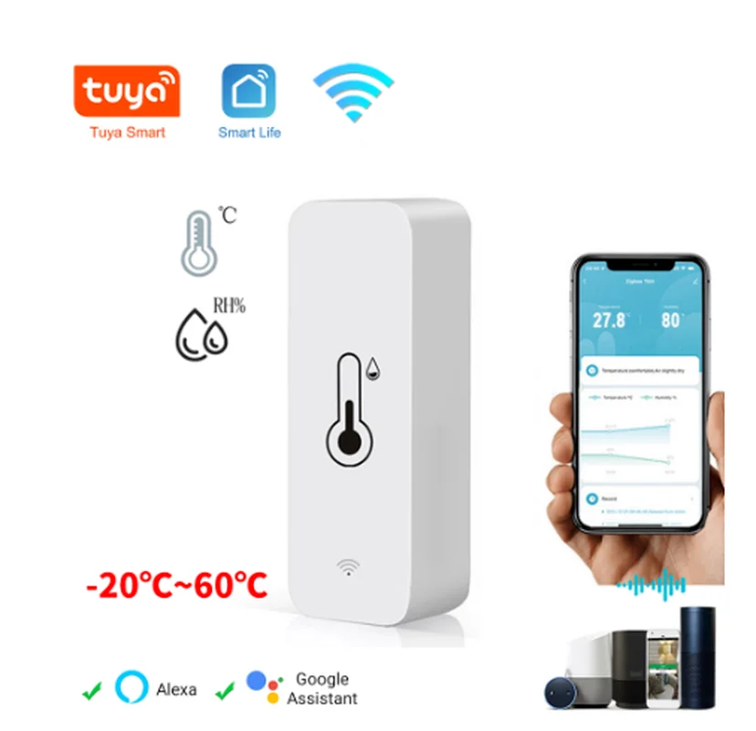 

Tuya Wifi ZigBee Smart Temperature Humidity Sensor Indoor Outdoor Hygrometer Thermometer Detector Alexa Google Home SmartLife