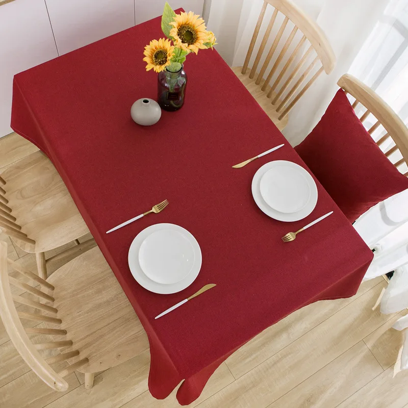 

2023 Red cloth cotton and linen rectangular table cloth_Jes4017