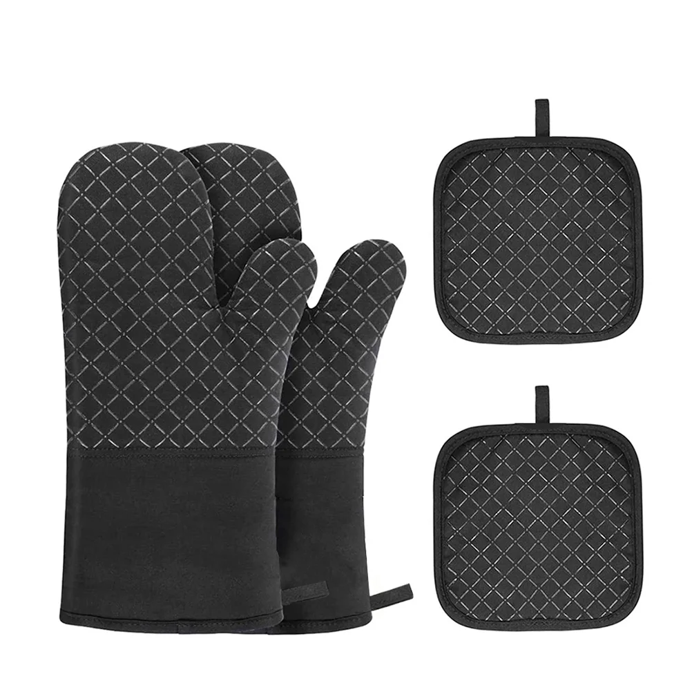 

Oven Gloves Mitts Kitchen Pot Mittens Hot Silicone Heat Microwave Holders Mat Holder Cooking Mitten Baking Mitt Pad Glove Pads