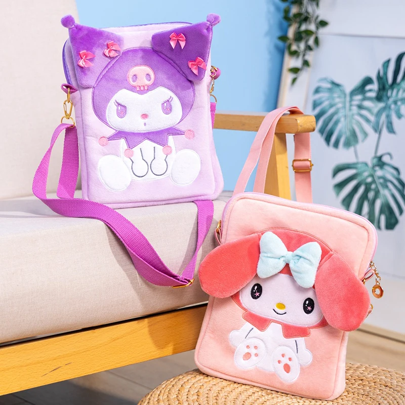 

Kawaii аниме мягкий чехол для телефона Sanrio Cinnamoroll My Melody Kitty Purin Dog Kuromi Plushie Хранение Кошелек квадрапосылка подарки