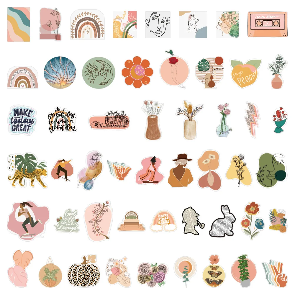 1050100pcs fashion unique bohemia stickers diy toy bicycle scrapbook laptop luggage cup fridge phone flower sticker free global shipping