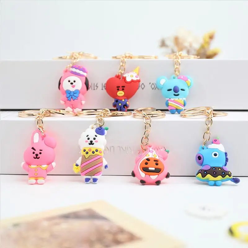 

Kawaii Anime Cartoon Bangtan Boys Keychain Cute Car Key Ring Small Dolls Pendant Backpack Ornaments Girl&Child Holiday gifts
