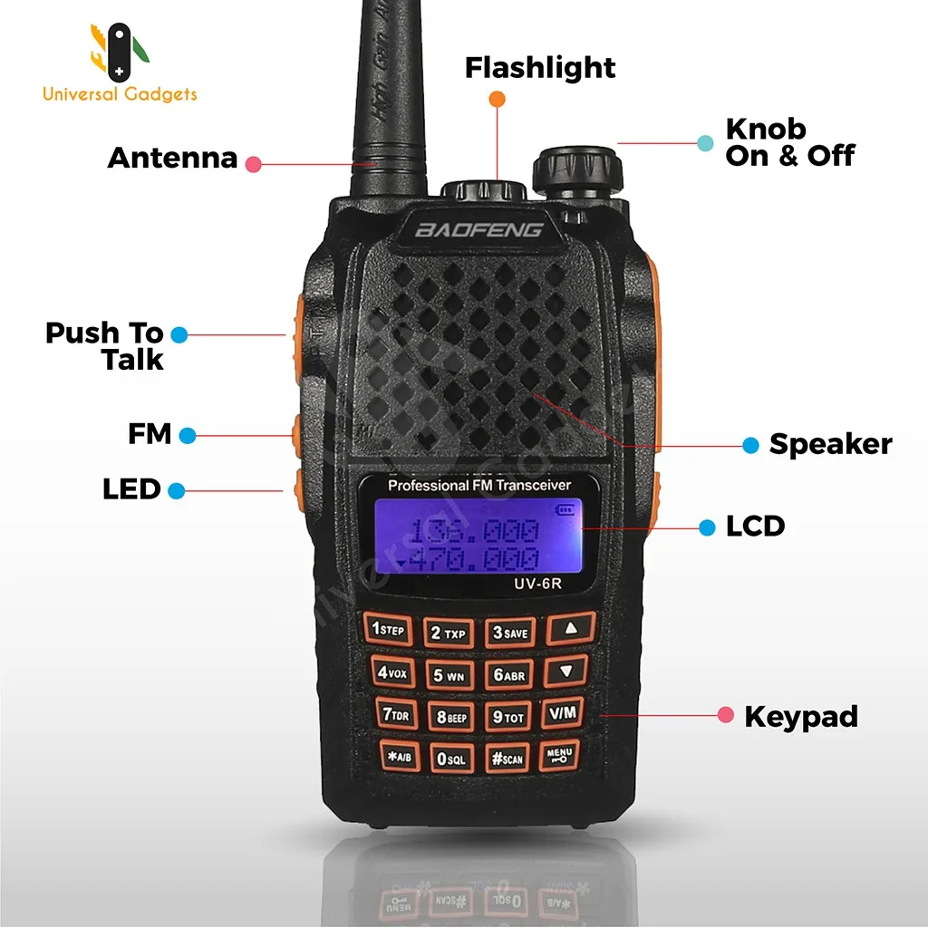 Baofeng UV-6R Walkie Talkie 7W Professional CB Radio Dual Band 128CH LCD Display Wireless Pofung UV6R Portable Ham Two Way Radio