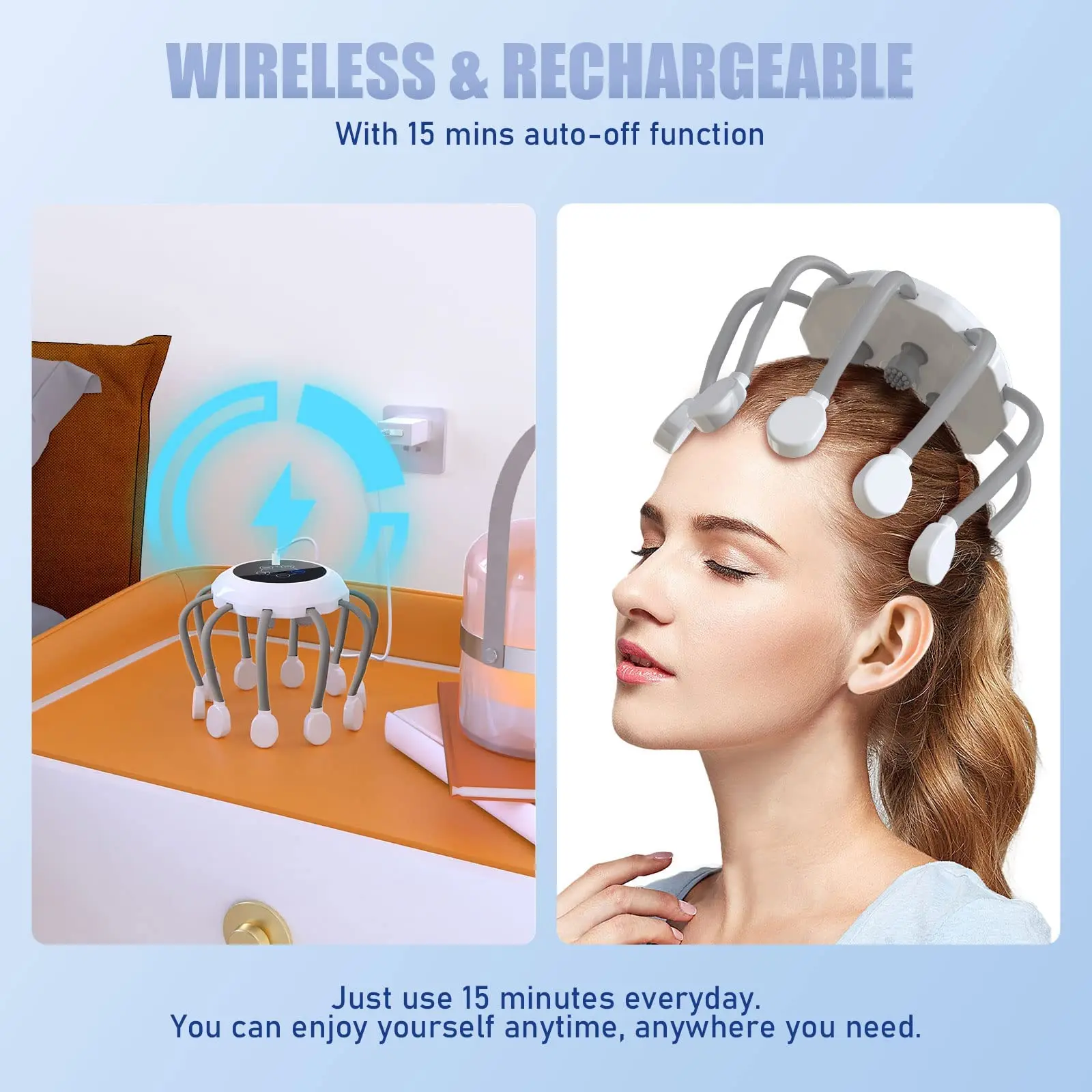 Электрический массажер для головы из АБС-пластика TPR инструмент релаксации и