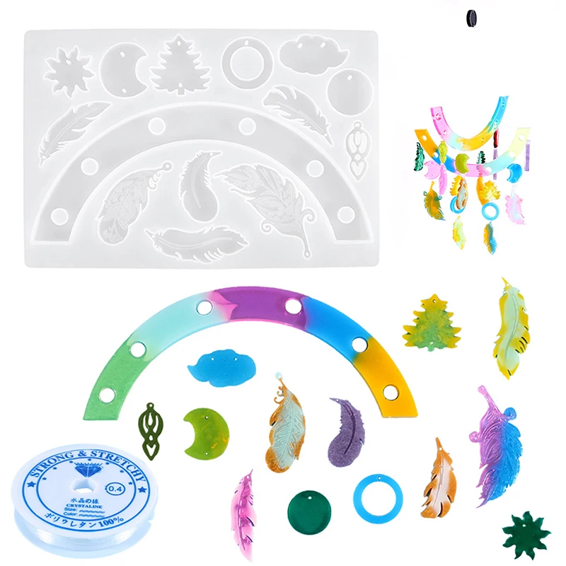 

Wind Chime Silicone Resin Mold Feather Wind-Bell Casting Crystal Thread DIY Jewelry Craft Home Decoration Party Supplies