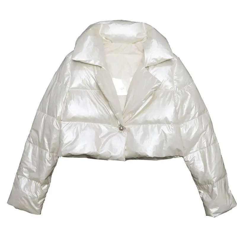 Hooded Parka Puffer Jacket Solid Cropped Bubble Coat Ladies New Fashion Polyester Clothing Short Streetwear Women Winter Coat