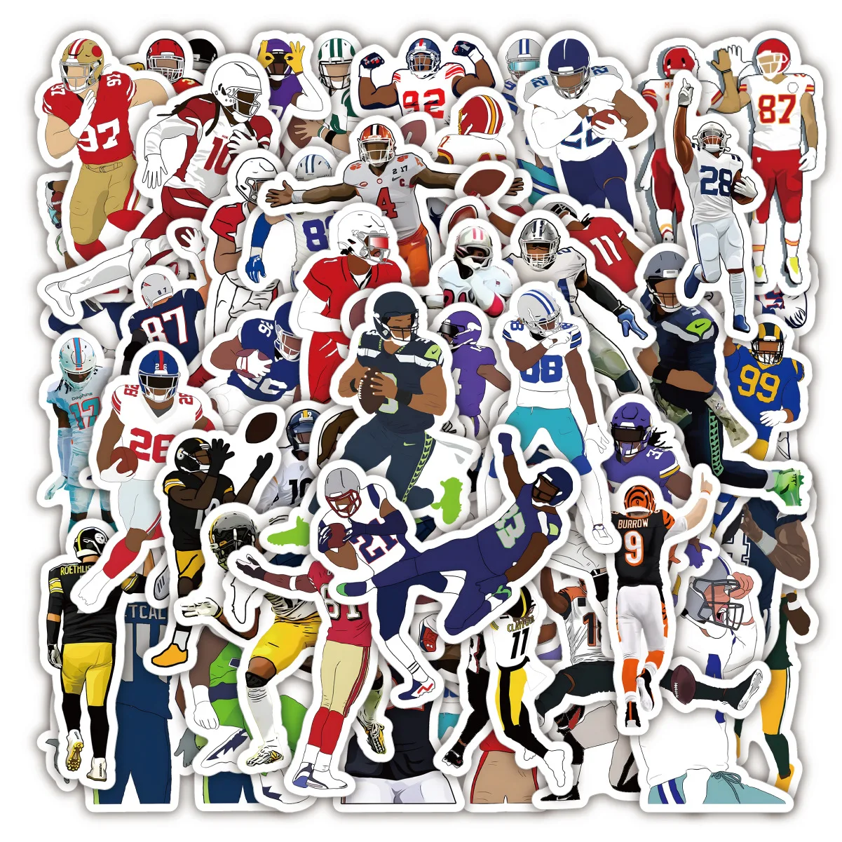 

10/30/50pcs new NFL players graffiti stickers suitcase notebook skateboard water cup waterproof stickers wholesale