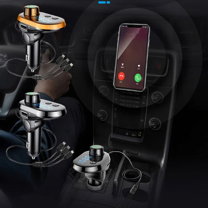 

Водонепроницаемый Автомобильный MP3-плеер 50LC, автомобильный комплект громкой связи, синий экран, Bluetooth, FM-передатчик, V5.0, TF-карта, 5 В/3,1 А, автом...