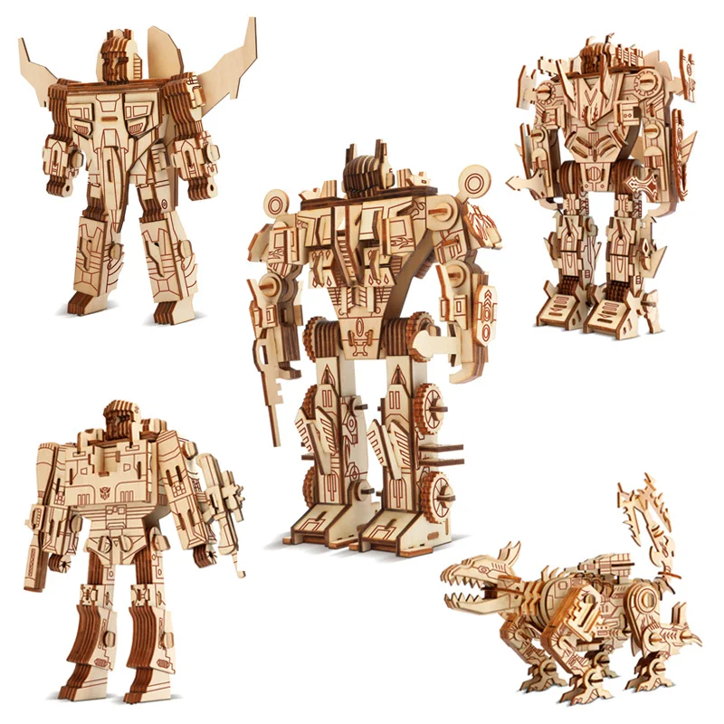 

WoodCraft Assembly Construction Sets Wooden 3D Puzzle Robot Model Science Series Hobbies Toys Kids Teens Adult action figure