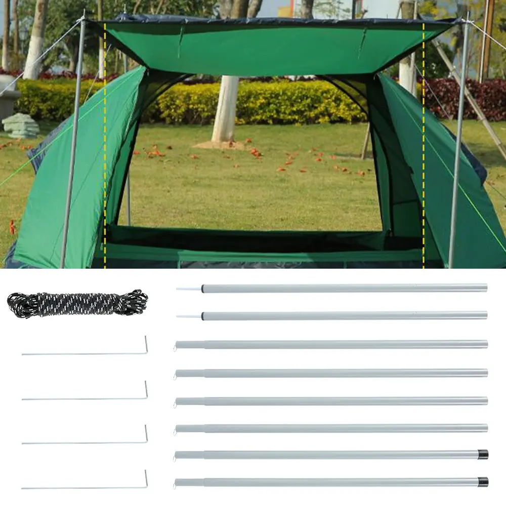 

L Tent Poles Tarp Shelter Support Rod Iron Telescoping Canopy Poles Set Adjustable Awning Tarpaulin Support Upright Porch Pole