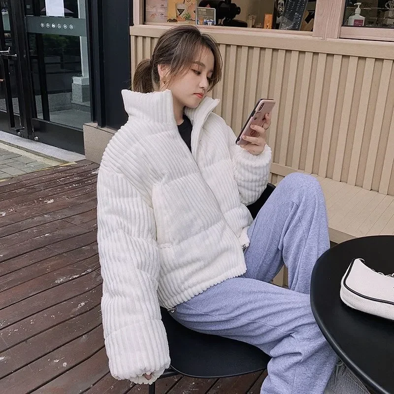 Autumn Winter Warm Parkas Women Solid Colors Zipper Loose Casual Thick Coat 2022 New Fashion Chic Pleated Jackets Korean Outwear