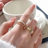 2022 new trend simple fashion zircon box piece open ring for women design jewelry accessories gift free shipping