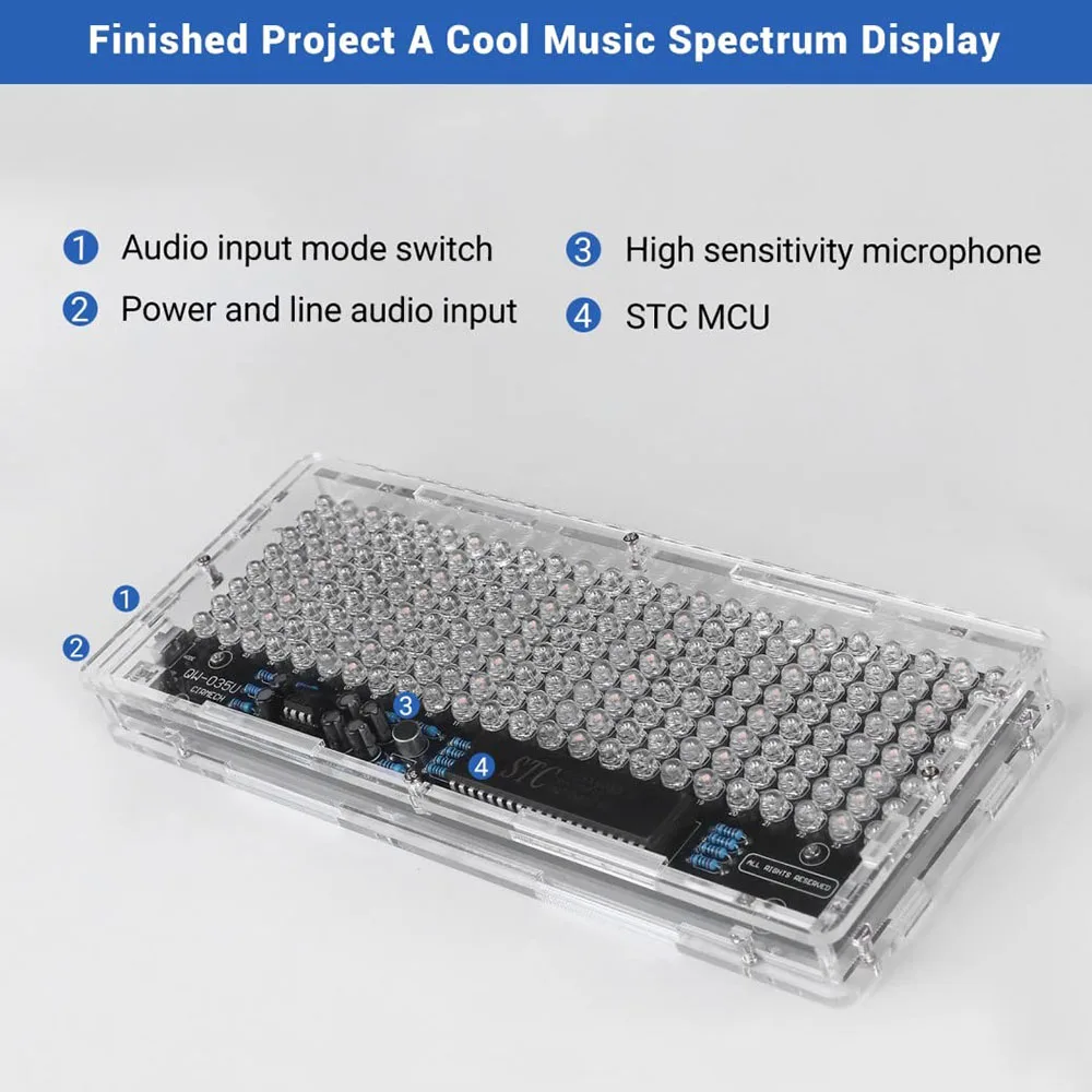 Набор электронный с индикатором спектра звука 4 цвета со светодиодным мигающим