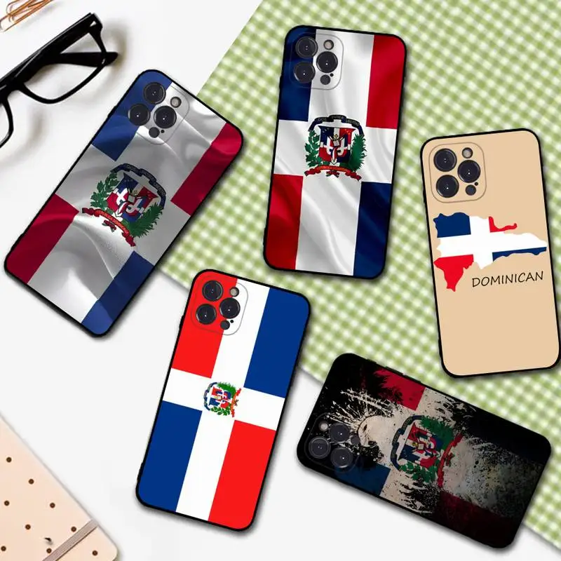 

YNDFCNB Dominican Republic Flag Phone Case for iPhone 11 12 13 Mini Pro Max 8 7 6 6S Plus X 5 SE 2020 XR XS Funda Case