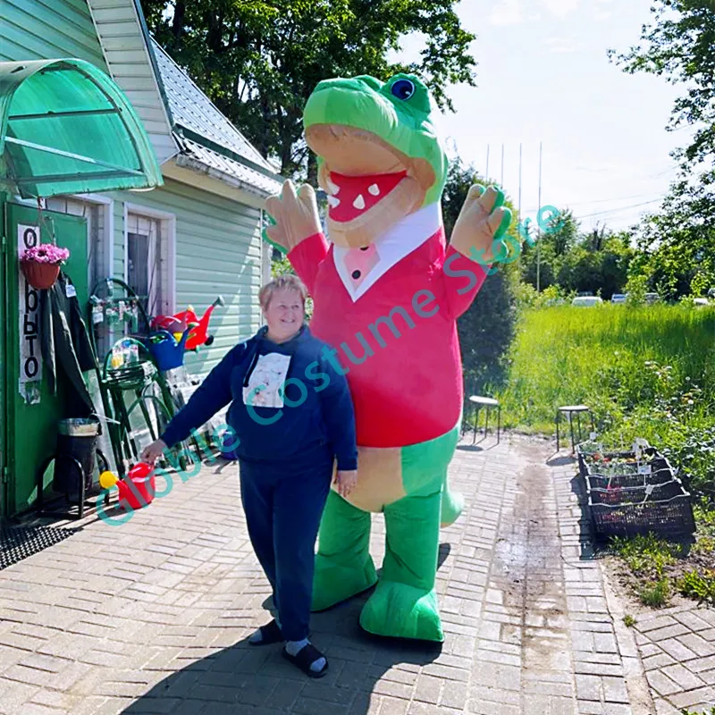 Giant Inflatable Крокодил Гена Crocodile Costume Cheburashka Mascot Full Set Crocodile Suit+ Bow + Fan+ Slippers