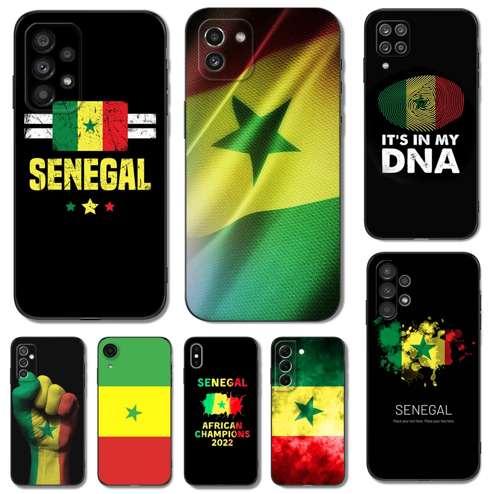 Черный чехол из ТПУ для Samsung Galaxy A03 SM-A035 A03 Core A03S A13 A23 LTE A33 A53 A73 4G 5G с флагом Сенегала