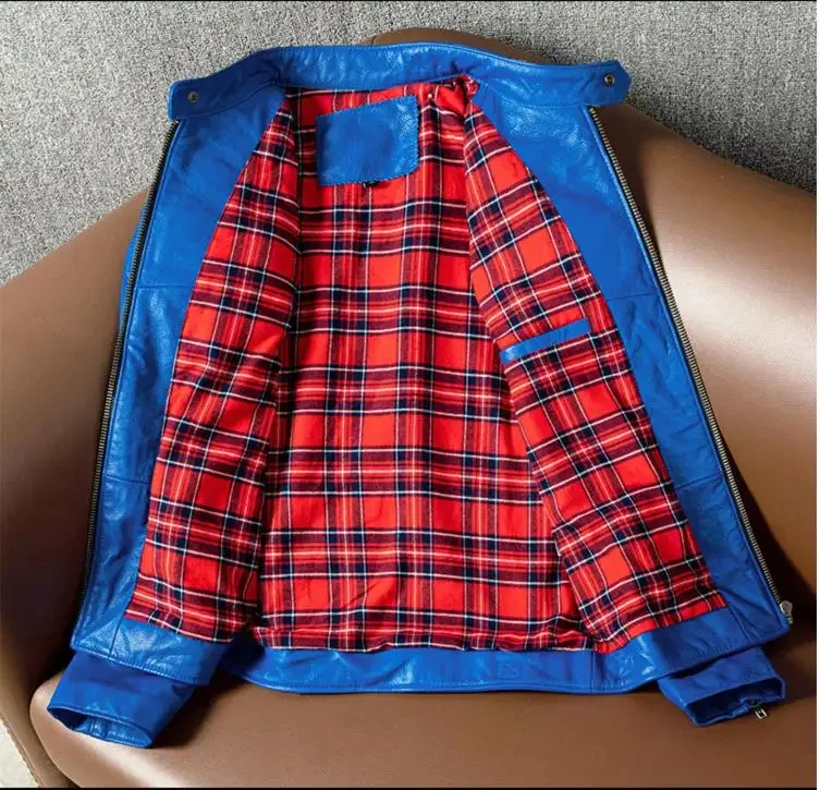 Магазин Best. Популярная куртка из натуральной кожи Rider. Крутое синее тонкое