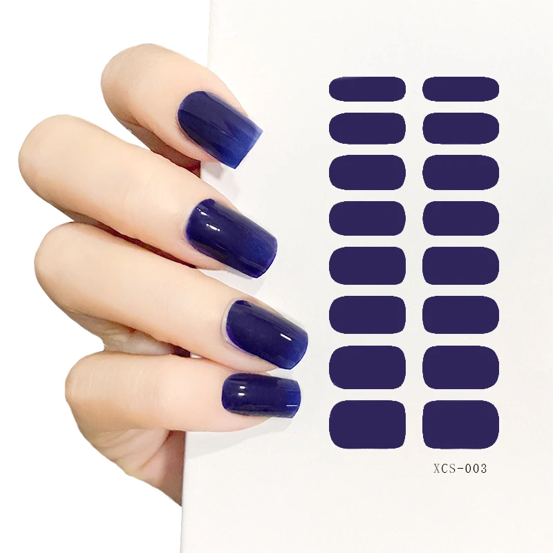 2D Solid Color Sexy Black Polish Nail Stickers Semi-cured Gel Nail Strips Nail Art Stickers Self Adhesive Manicure Decor Sticker
