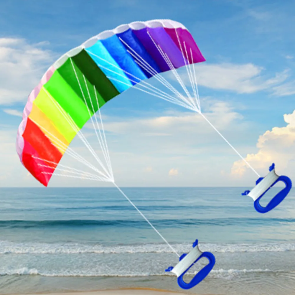 

Dual Line Stunt Power Kites Soft Dual-line Parafoil Kite with Handle Cord Surfing Beach Kites Rainbow Kites for Adults and Kids