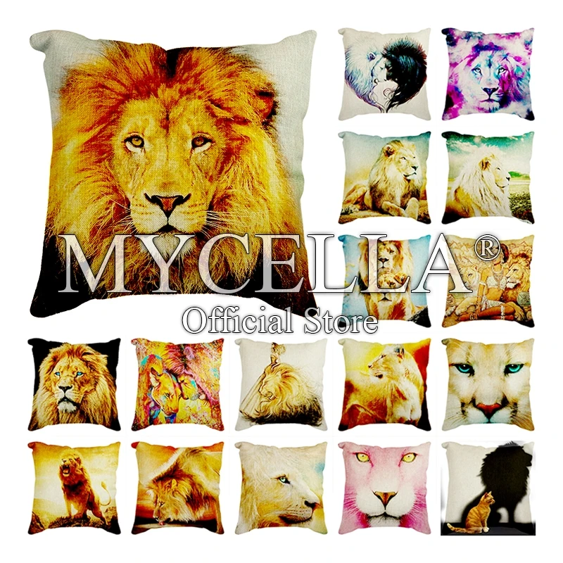 

Animal Cushion Cover Short Plush coussin Colorful lion Pillowcase Home Decorative pillows for sofa hogar cojines exterior jardin