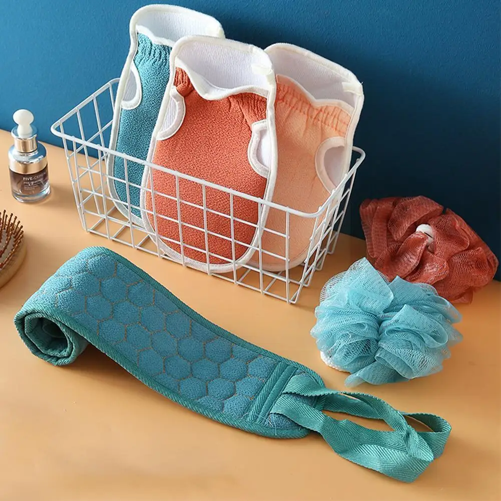 

Three-piece Bath Towel Pull Back Strip Scrub Towel Bath Flower Convenient For Scrubbing Cleaning Durable I7g2 E3f2