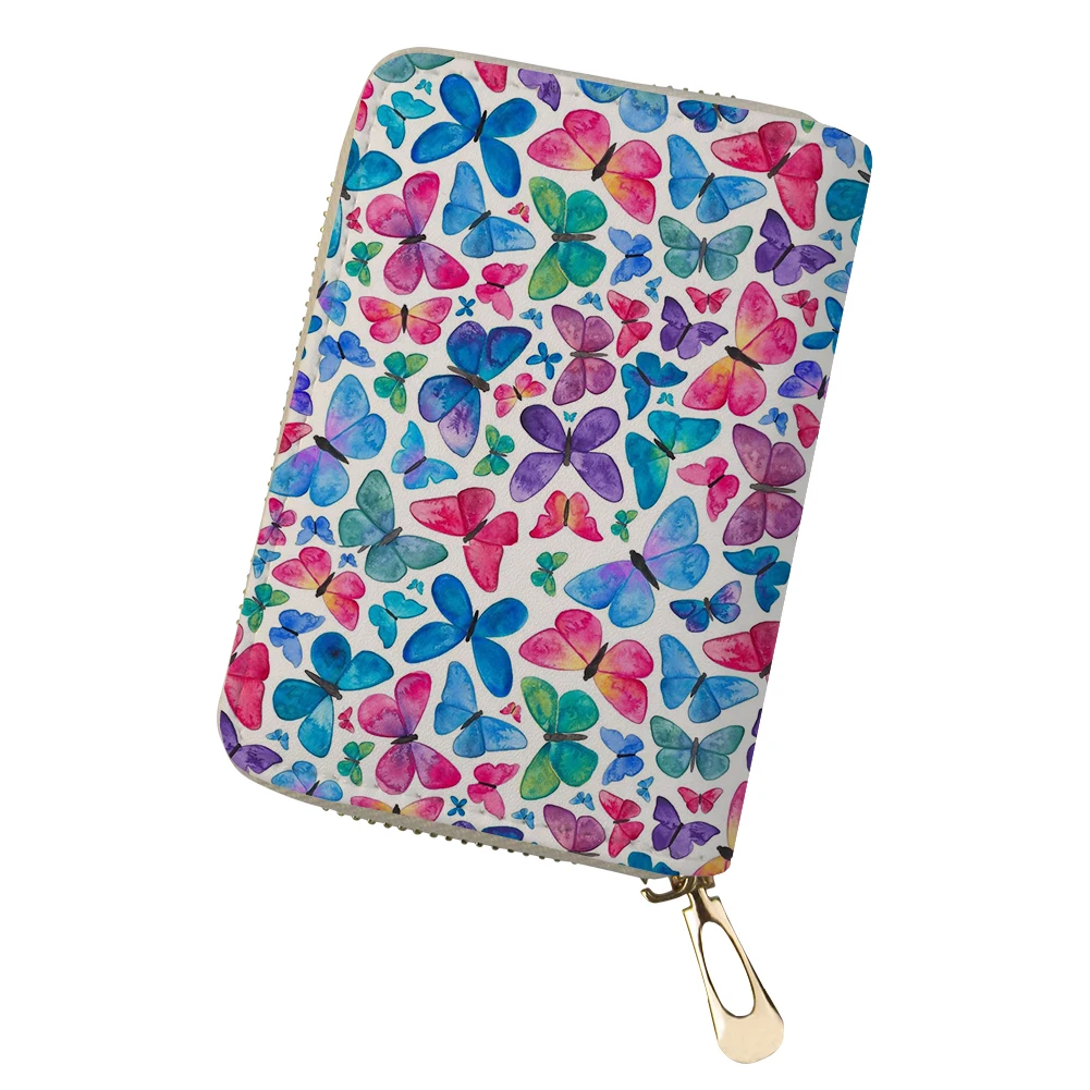 ADVOCATOR Colorful Butterflies Women's Card Bag Anti-theft Zipper ID Credit Card Holder Customized Coin Purse Free Shipping