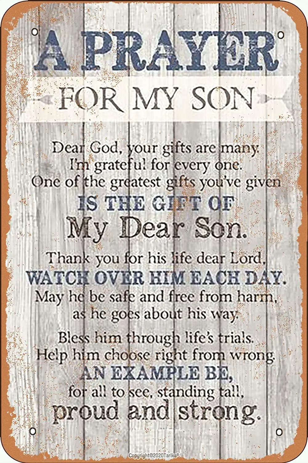 

Молитва Тарика для моего сына в стиле ретро 20X30 см, железный декоративный плакат, знак для дома, Забавный Настенный декор