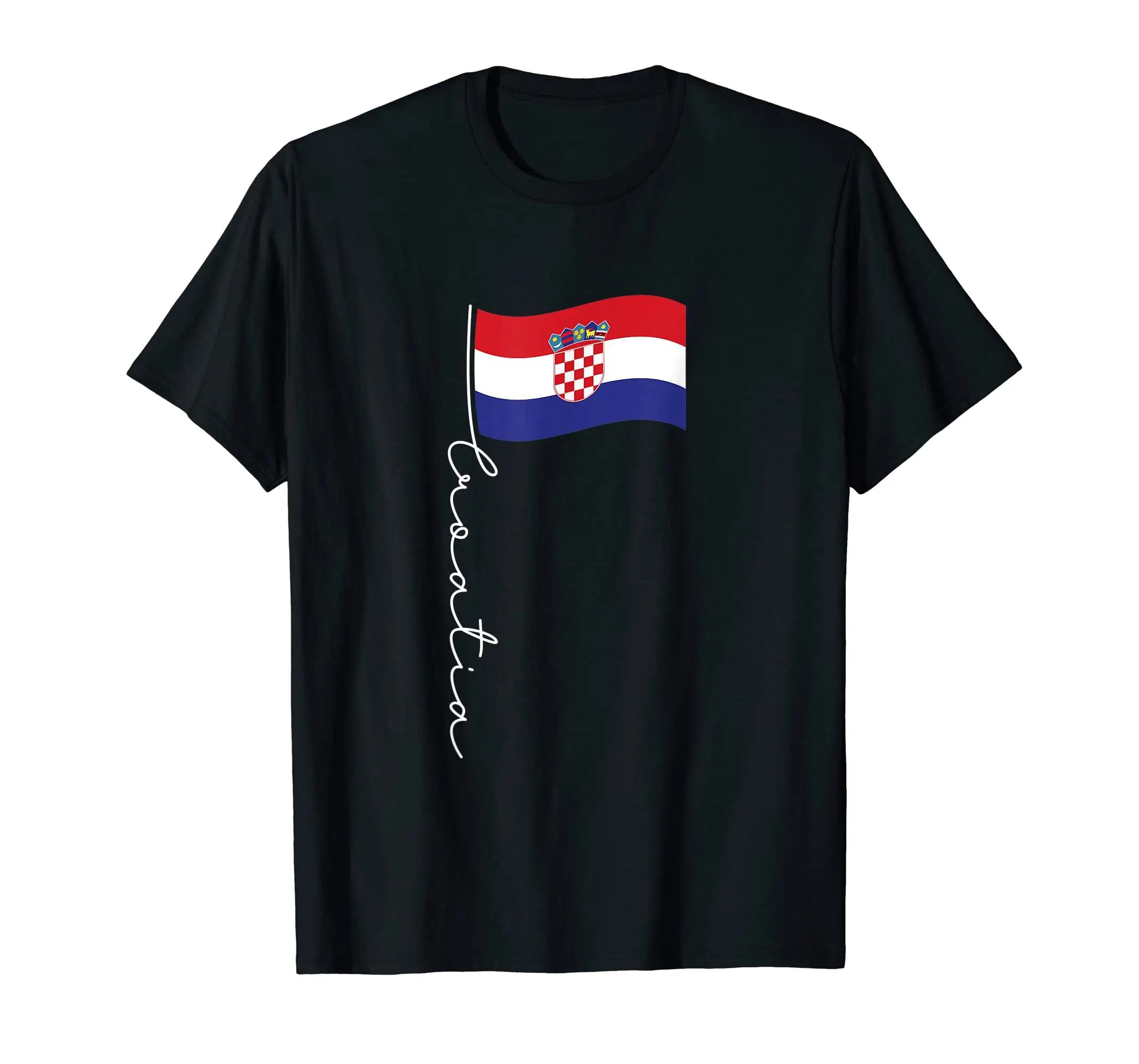 

100% Cotton Croatia Signature Flag Pole Patriotic Croatian Flag T-Shirt Hip Hop MEN WOMEN UNISEX T Shirts