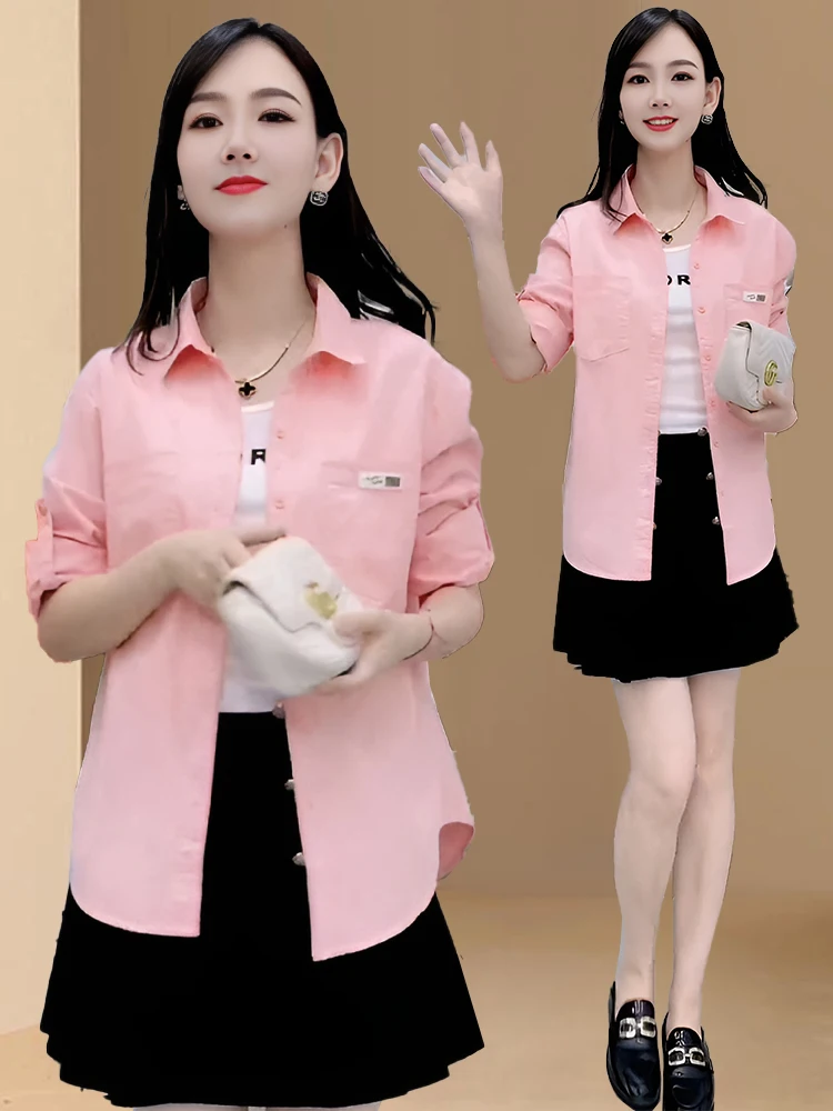 Осень 2024 новые простые и стильные рубашки женская одежда свободная маленькая