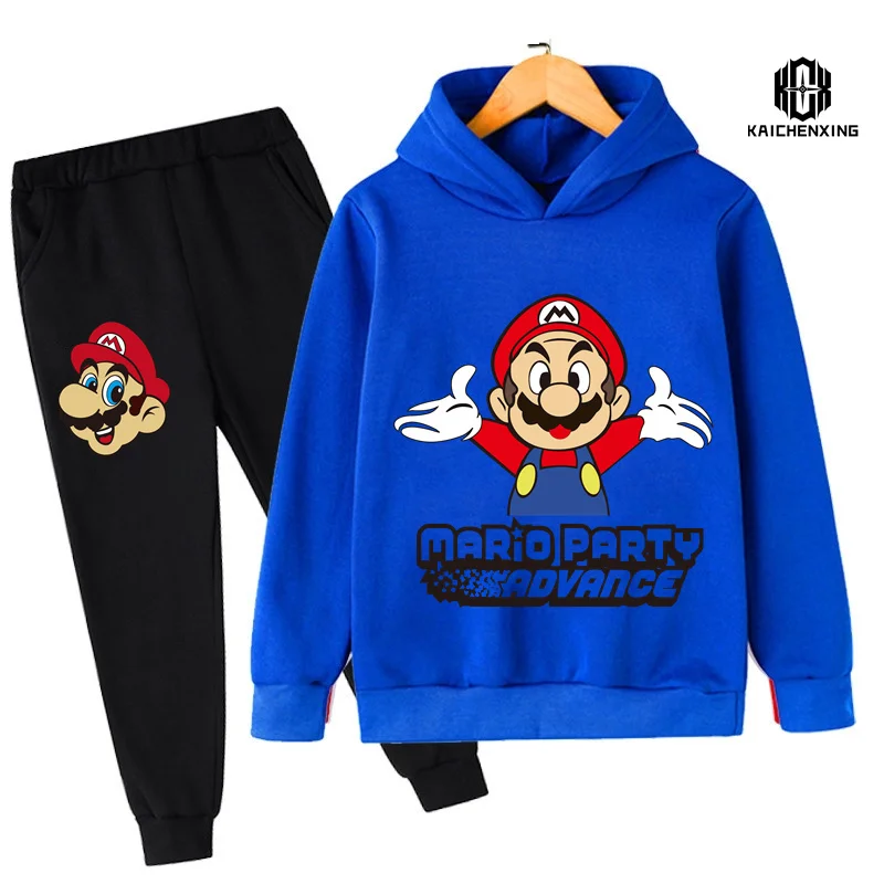 2023 Super Mario Bros. Детская толстовка, длинные штаны, пальто, Повседневная симпатичная Толстовка с длинным рукавом для мальчиков и девочек, детский пуловер, Свитшот