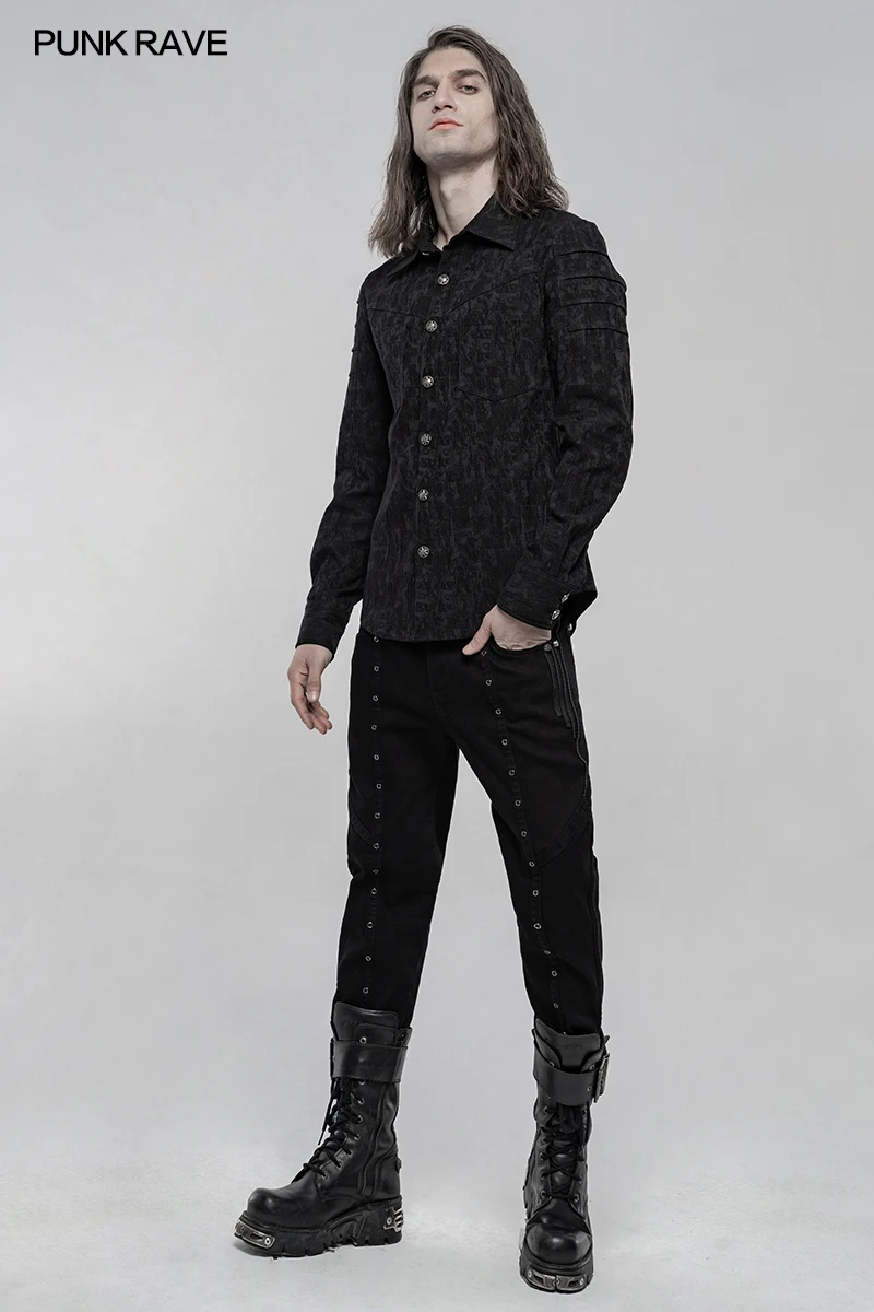 Мужская рубашка с длинным рукавом жаккардовая в готическом стиле |