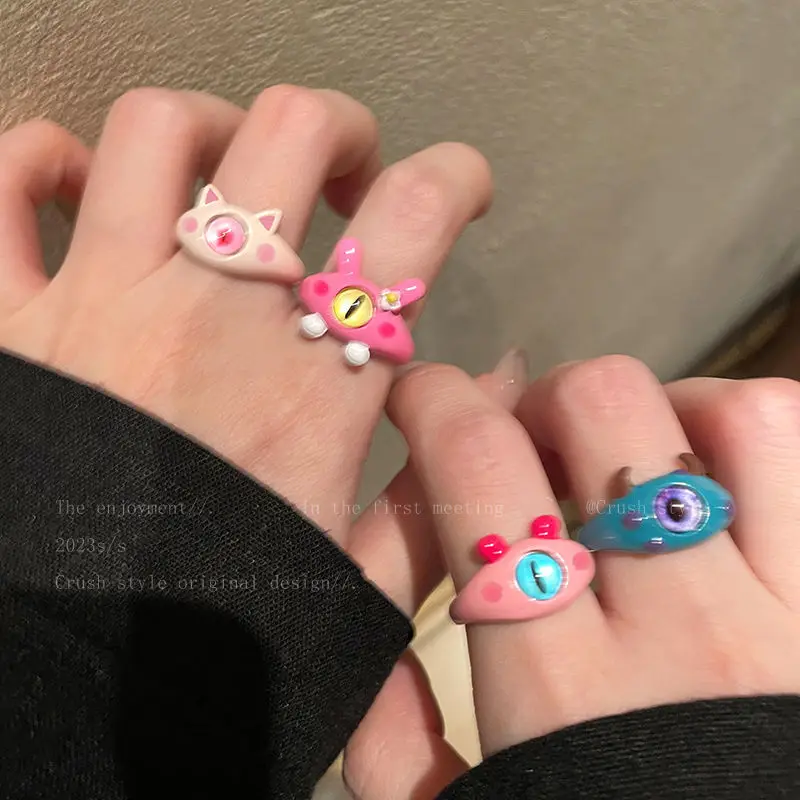 

Small monster ring female personality niche design unique split ring.