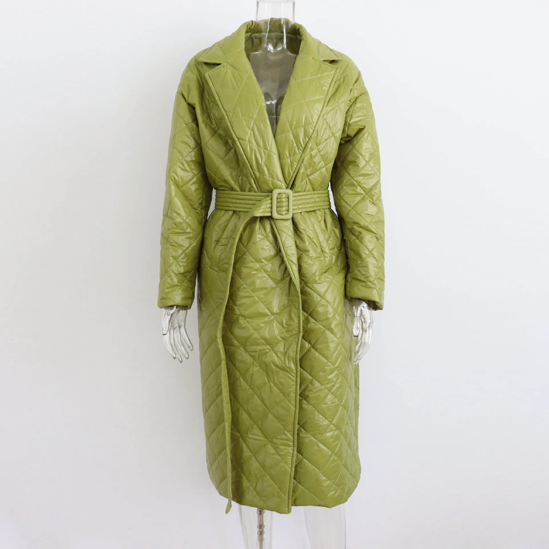 Women Parkas Winter 2022 Thermal Cotton Padded Long Jacket Female Autumn Lapels Lace Up Thick Warm Coat Fashion Casual Outwear