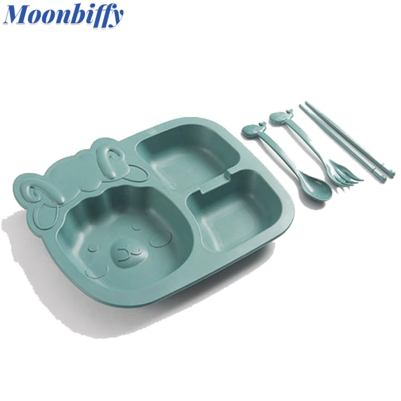 

6pcs/ Set Children Baby Tableware Dishe Set Cartoon Plates Kid Dishes Children Dinnerware Anti-hot Training Food Bowl Spoon Fork