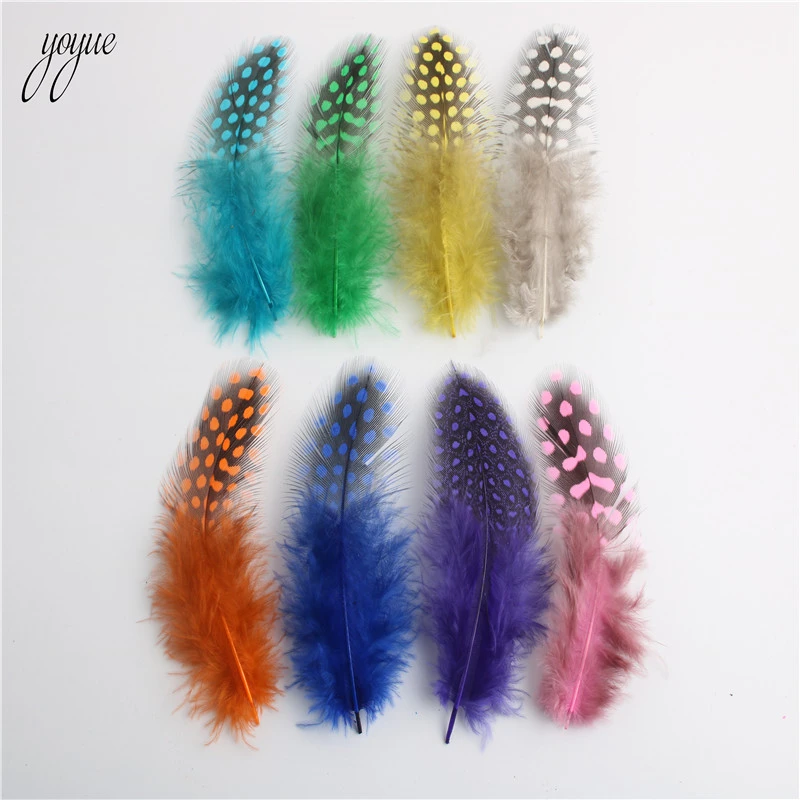 

YOYUE 50PCS/Lot Natural Guinea Fowl Feather Size 5-10CM Pheasant Feathers for Crafts Headdress Decoration Accessories Plumas